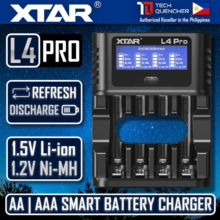 XTAR L4 Pro Battery Charger - USB-C - AA  AAA - 1.5v Li-ion - 1.2v Ni-MH - Refresh + Dishcharge Mode