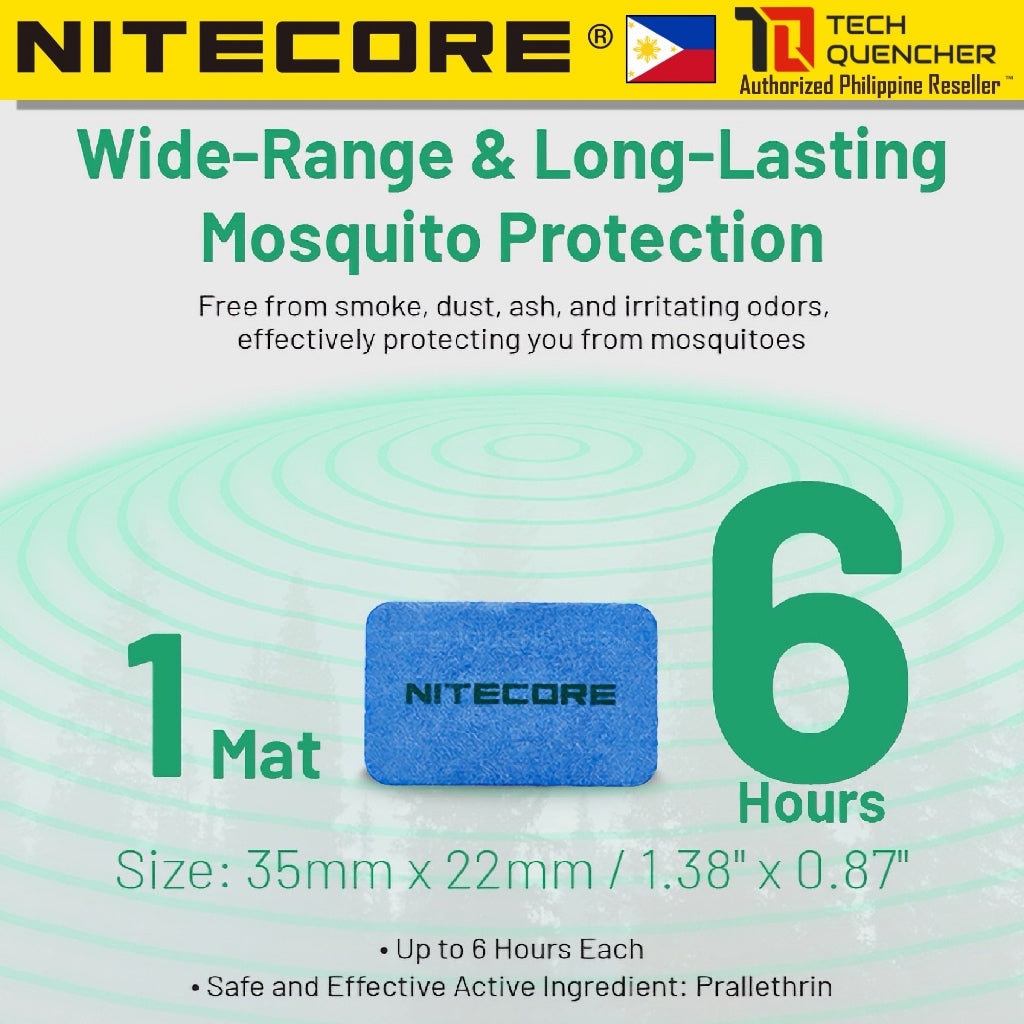 Nitecore MRM10 Mini Mosquito Repellent Mats - 60pcs +  FREE EMR11D - Up to 6 hours - For EMR23 EMR25