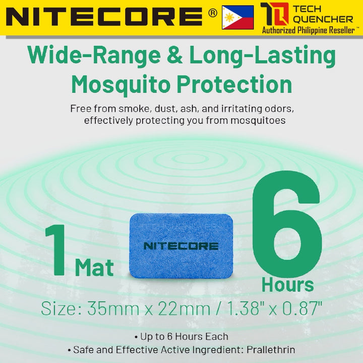 Nitecore MRM10 Mini Mosquito Repellent Mats - 60pcs +  FREE EMR11D - Up to 6 hours - For EMR23 EMR25