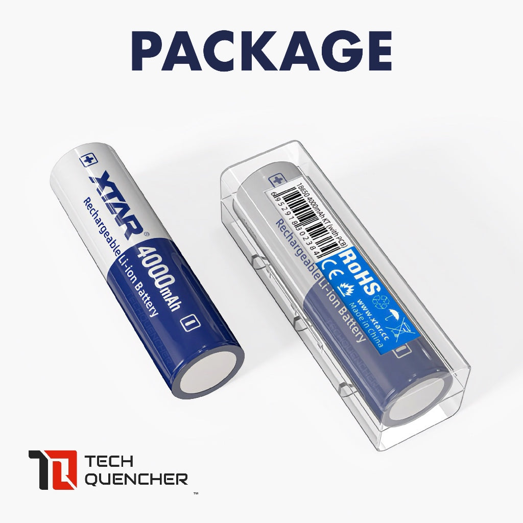 XTAR 18650 4000mAh Protected Battery - 3.6v Rechargeable - Lithium-Ion - 10A Max Discharge Current