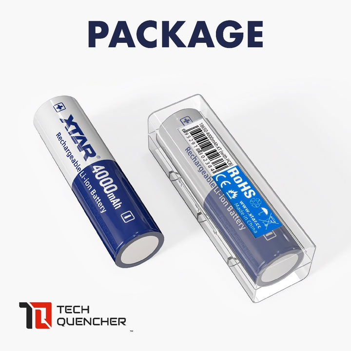 XTAR 18650 4000mAh Protected Battery - 3.6v Rechargeable - Lithium-Ion - 10A Max Discharge Current