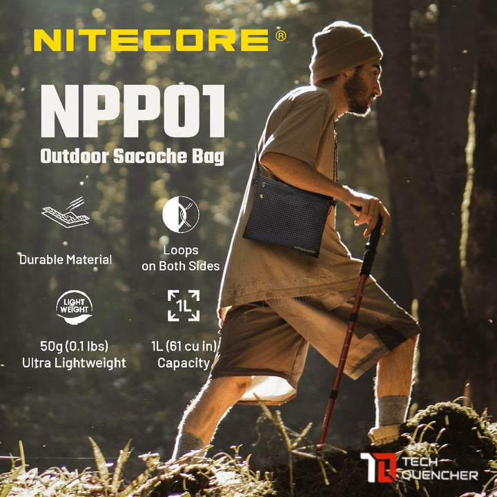 Nitecore NPP01 Sacoche Sling Bag - 1 Liter - 50 grams - Lightweight - Water Resistant - Outdoor