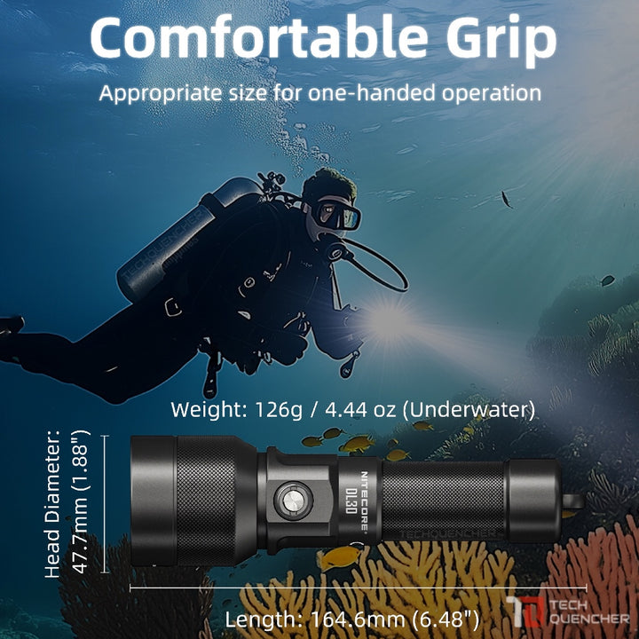 Nitecore DL30 Diving Flashlight - Waterproof - 100m Submersible - 1100 Lumens - USB-C Charging -IP68