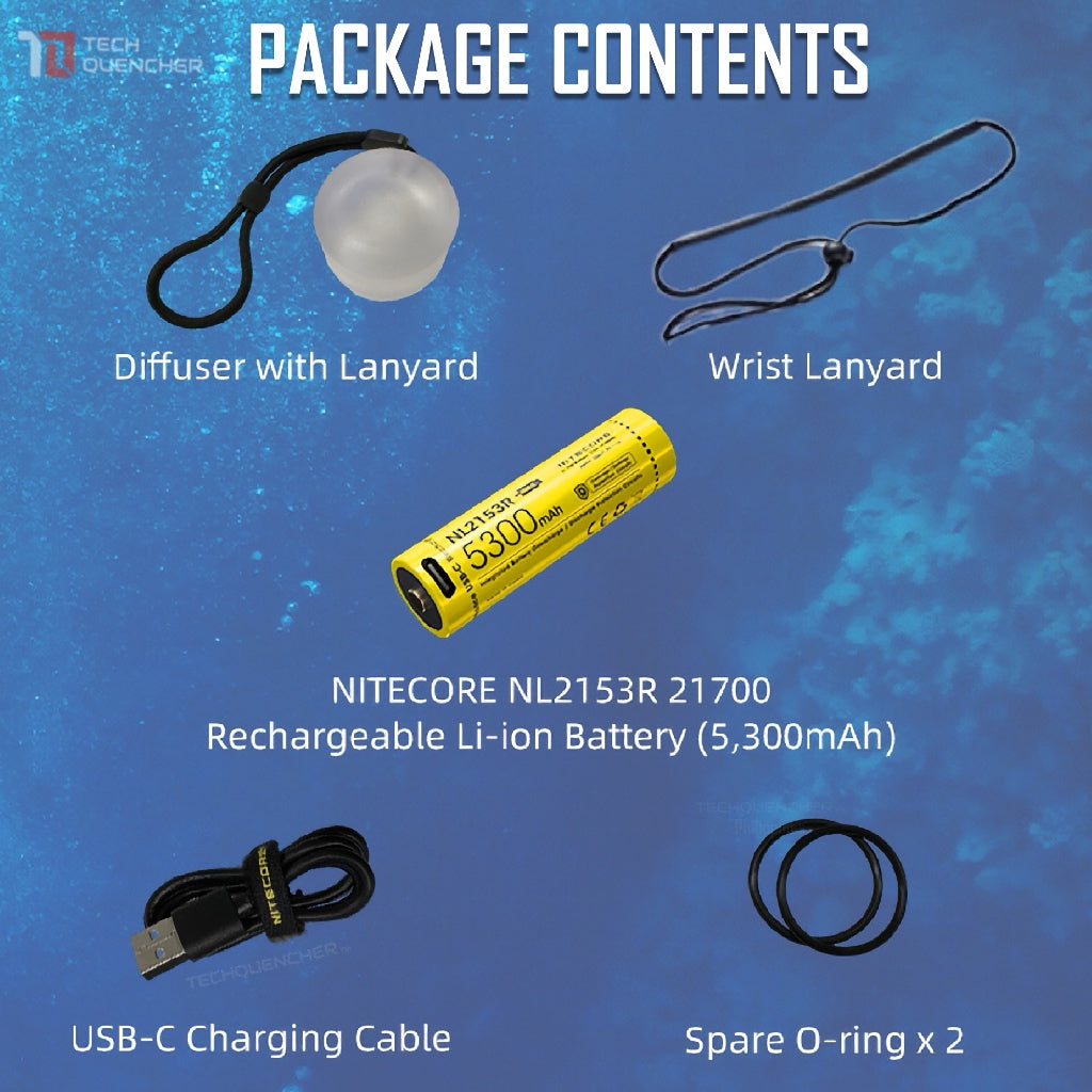 Nitecore DL30 Diving Flashlight - Waterproof - 100m Submersible - 1100 Lumens - USB-C Charging -IP68