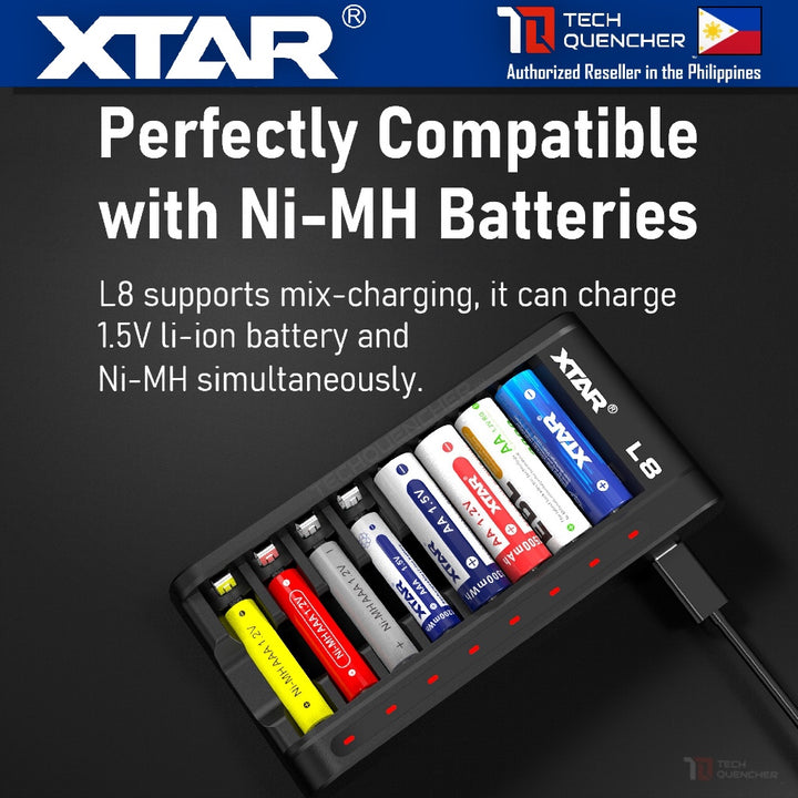 XTAR L8 Battery Charger - USB-C - AA AAA -Mix Charging - 1.5v Li-ion - 1.2v Ni-MH - Smart Protection