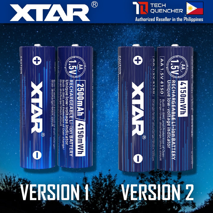XTAR AA 1.5v 2500mAh (4150mWh) Rechargeable Battery- Lithium-Ion -Built-In LED Indicator - Protected