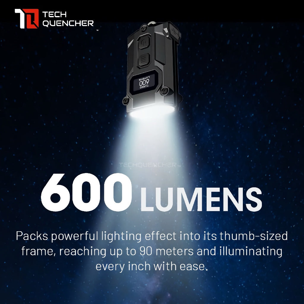 Nitecore Tini3 Keychain Flashlight - 600 Lumens - OLED Display - USB-C Charging - 20g - MCT UHE LEDS