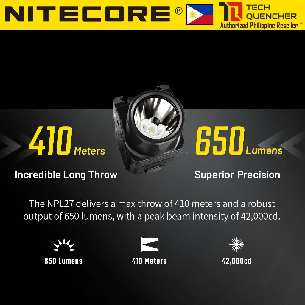 Nitecore NPL27 Flashlight 410 Meters - 650 Lumens - 500mAh Magnetic Charging Removable Battery - 73g