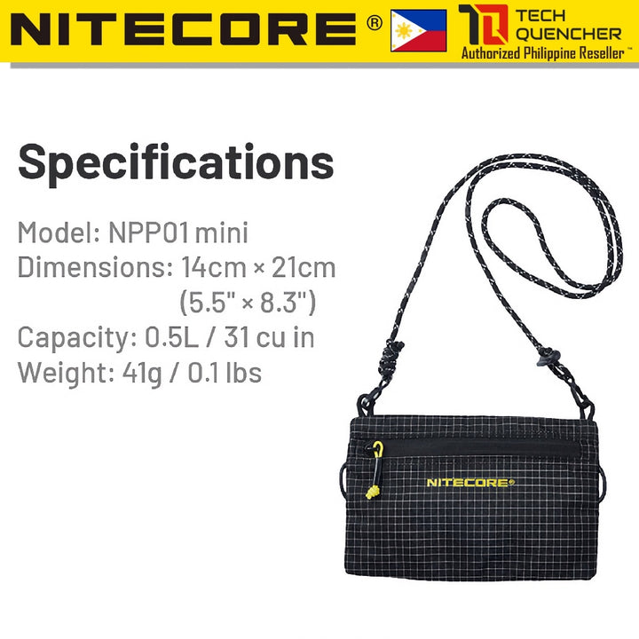 Nitecore NPP01 Mini Sacoche Sling Bag - 0.5 Liter - 41 g - Lightweight  - Water Resistant - Outdoor