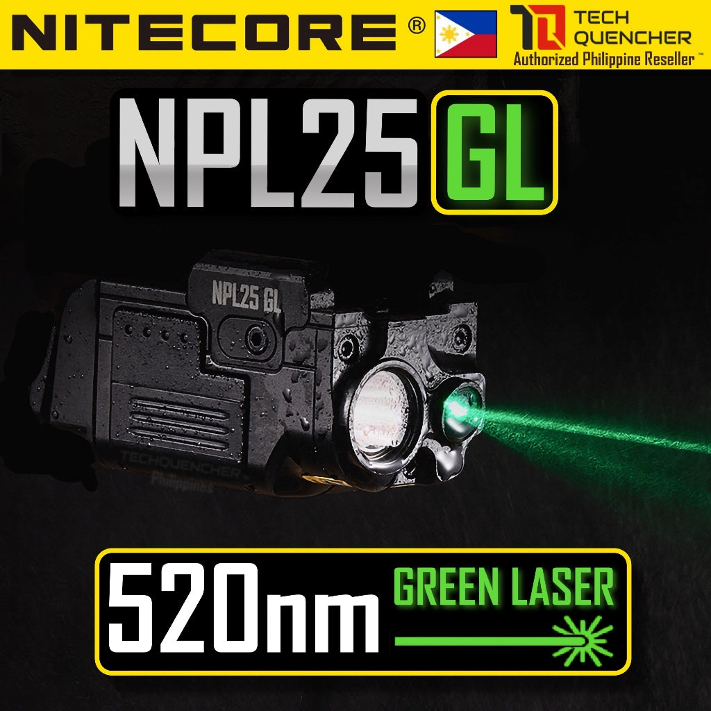 Nitecore NPL25 GL Flashlight + Green Laser - 900 Lumens - 500mAh Rechargeable Battery - 74 grams