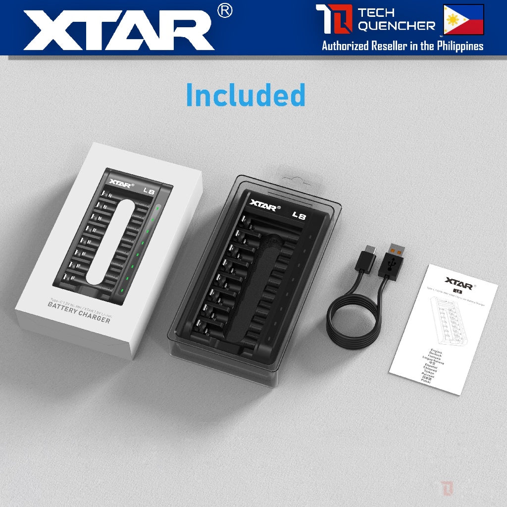 XTAR L8 Battery Charger - USB-C - AA AAA -Mix Charging - 1.5v Li-ion - 1.2v Ni-MH - Smart Protection