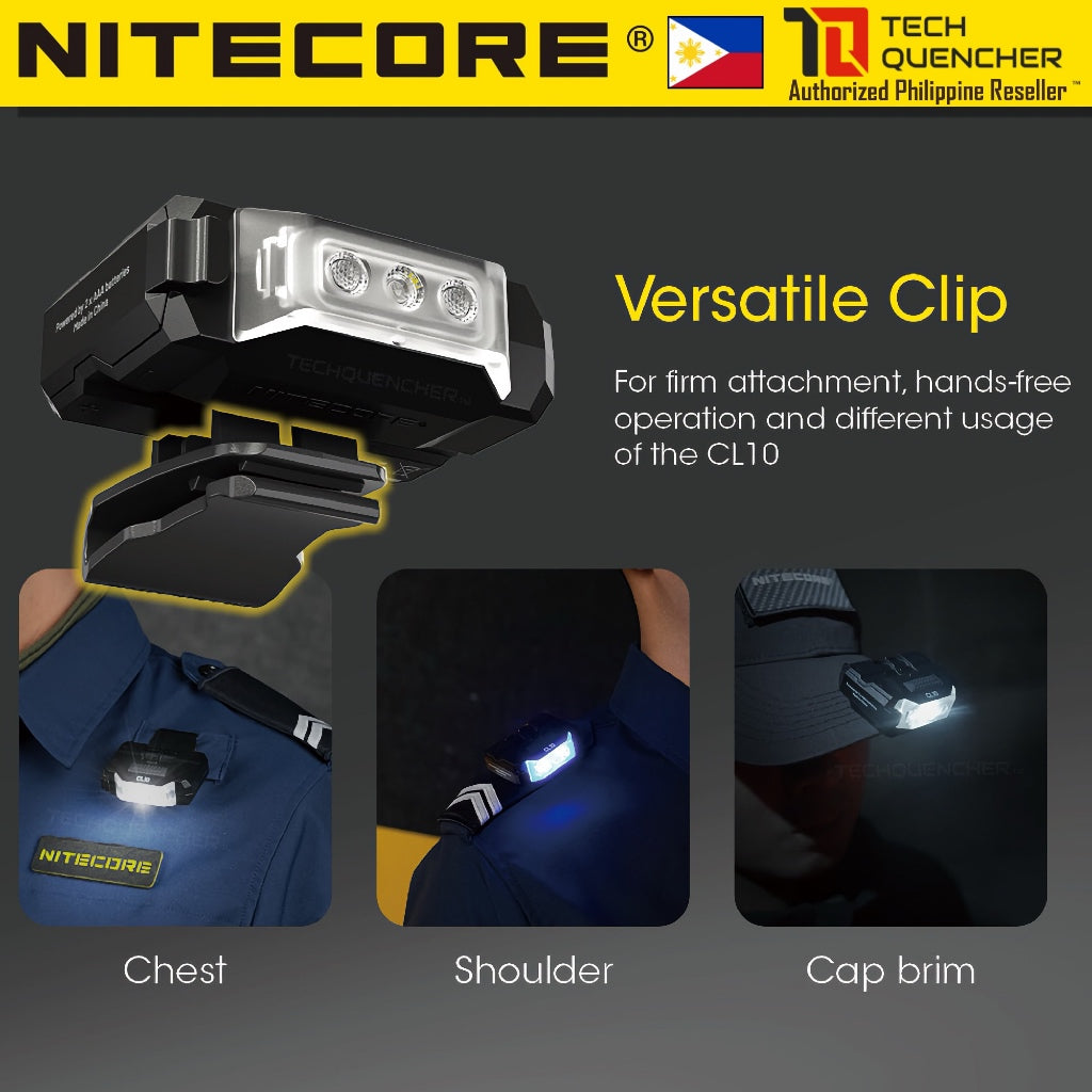 Nitecore CL10 Clip-on Flashlight - Multipurpose - Lightweight 28grams - AAA Battery -3 Light Sources