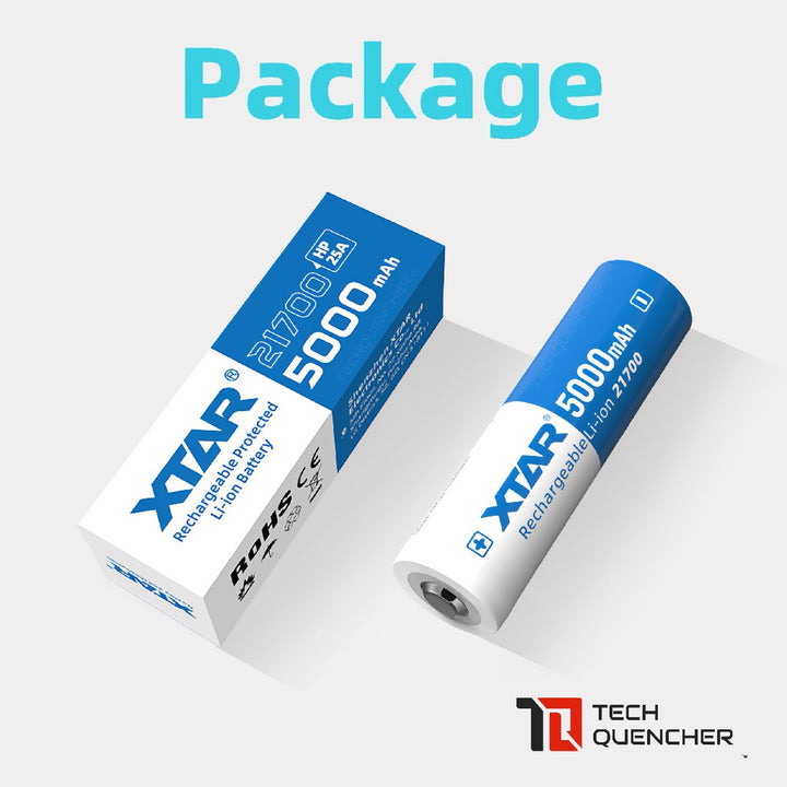 XTAR 21700HP 5000mAh Protected Battery - 25A Max Discharge Current - 3.6v Rechargeable - Lithium-Ion