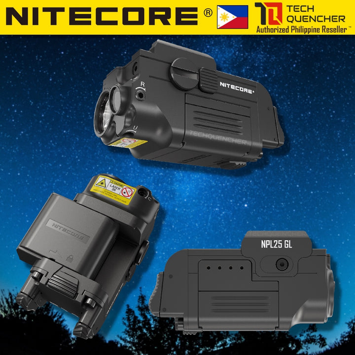 Nitecore NPL25 GL Flashlight + Green Laser - 900 Lumens - 500mAh Rechargeable Battery - 74 grams