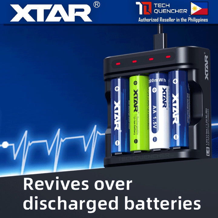 XTAR L4 Battery Charger - USB-C - AA AAA -Mix Charging - 1.5v Li-ion - 1.2v Ni-MH - Smart Protection