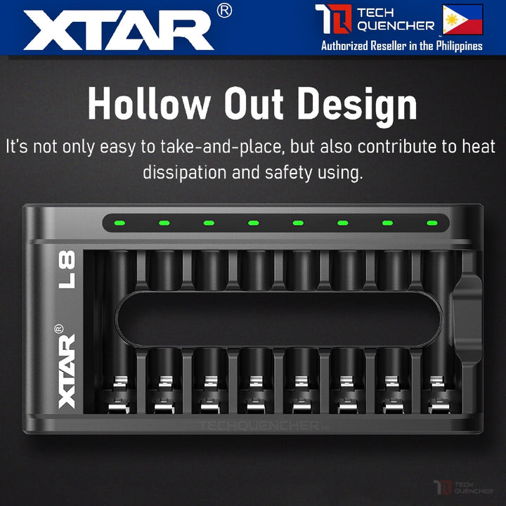 XTAR L8 Battery Charger - USB-C - AA AAA -Mix Charging - 1.5v Li-ion - 1.2v Ni-MH - Smart Protection