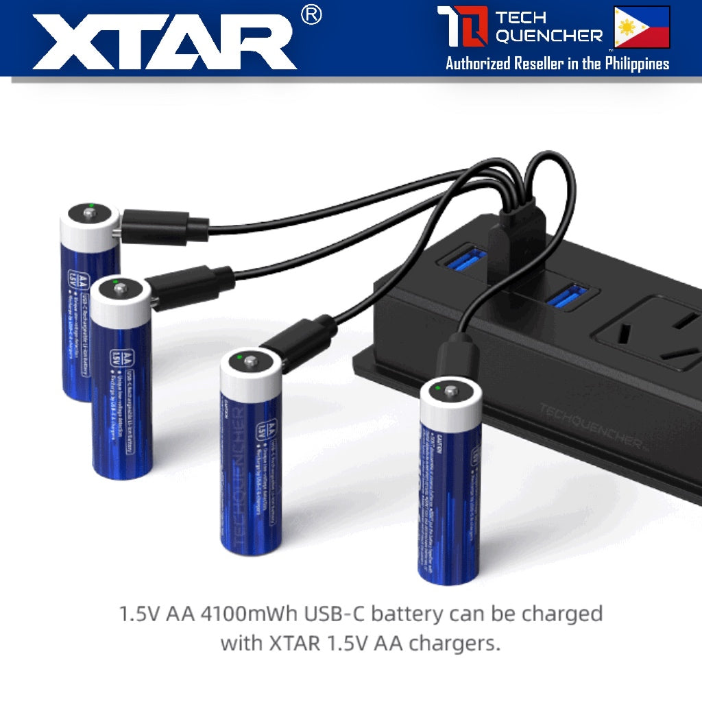 XTAR AA 1.5v 2450mAh (4100mWh) USB-C Rechargeable Battery - Lithium-Ion - Indicator LED - Protected