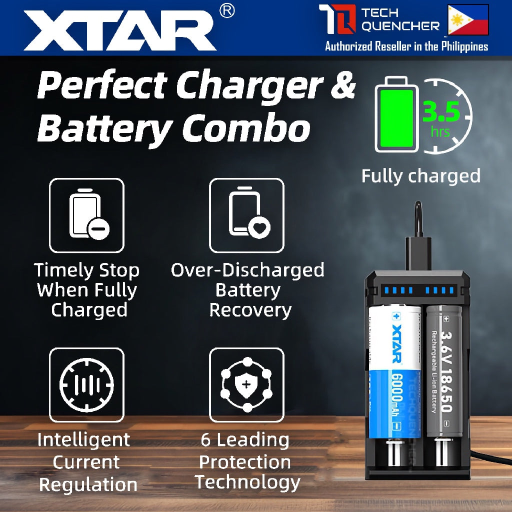 XTAR 26650 6000mAh Protected Battery - 3.6V Rechargeable - Lithium-Ion -10A - Button Top or Flat Top