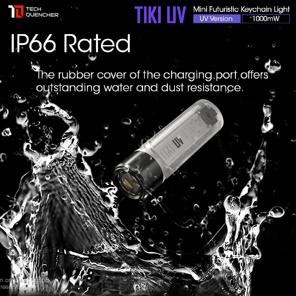 Nitecore TIKI UV Flashlight - 1000mW UV + High CRI White LED - USB-C Rechargeable - Keychain Light