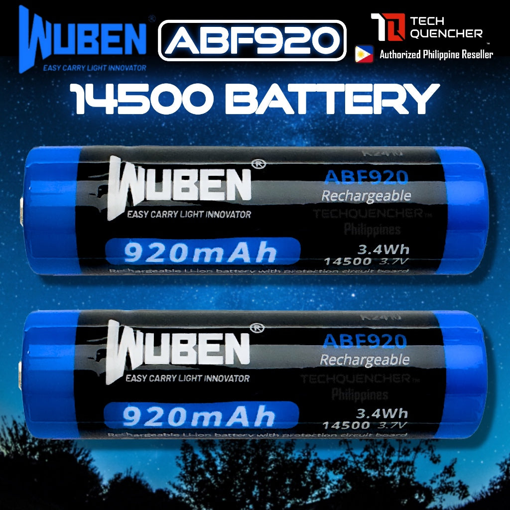 Wuben ABF920 14500 Battery - Rechargeable 920mAh - 3.7V - Protected Lithium Ion - Fits Wuben X2 Pro