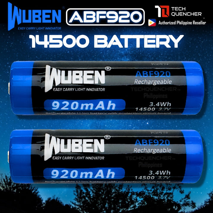 Wuben ABF920 14500 Battery - Rechargeable 920mAh - 3.7V - Protected Lithium Ion - Fits Wuben X2 Pro
