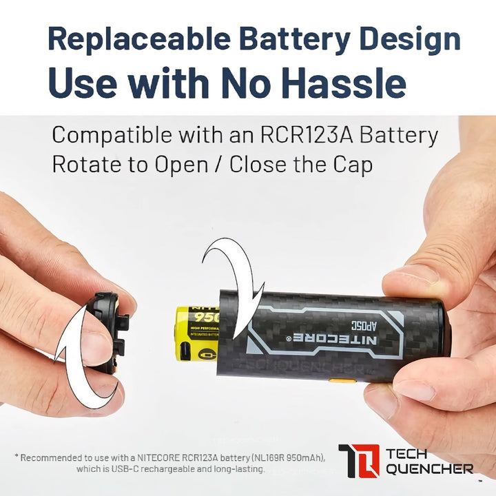 Nitecore AP05C Air Pump - Ultra Lightweight Carbon Fiber + NL169R Battery Included - 23g - 2.7kPa