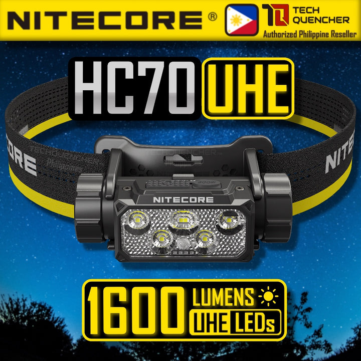 Nitecore HC70 UHE Headlamp 1600 Lumens - USB-C Rechargeable - 6000mAh Battery - 156 meter - IP68