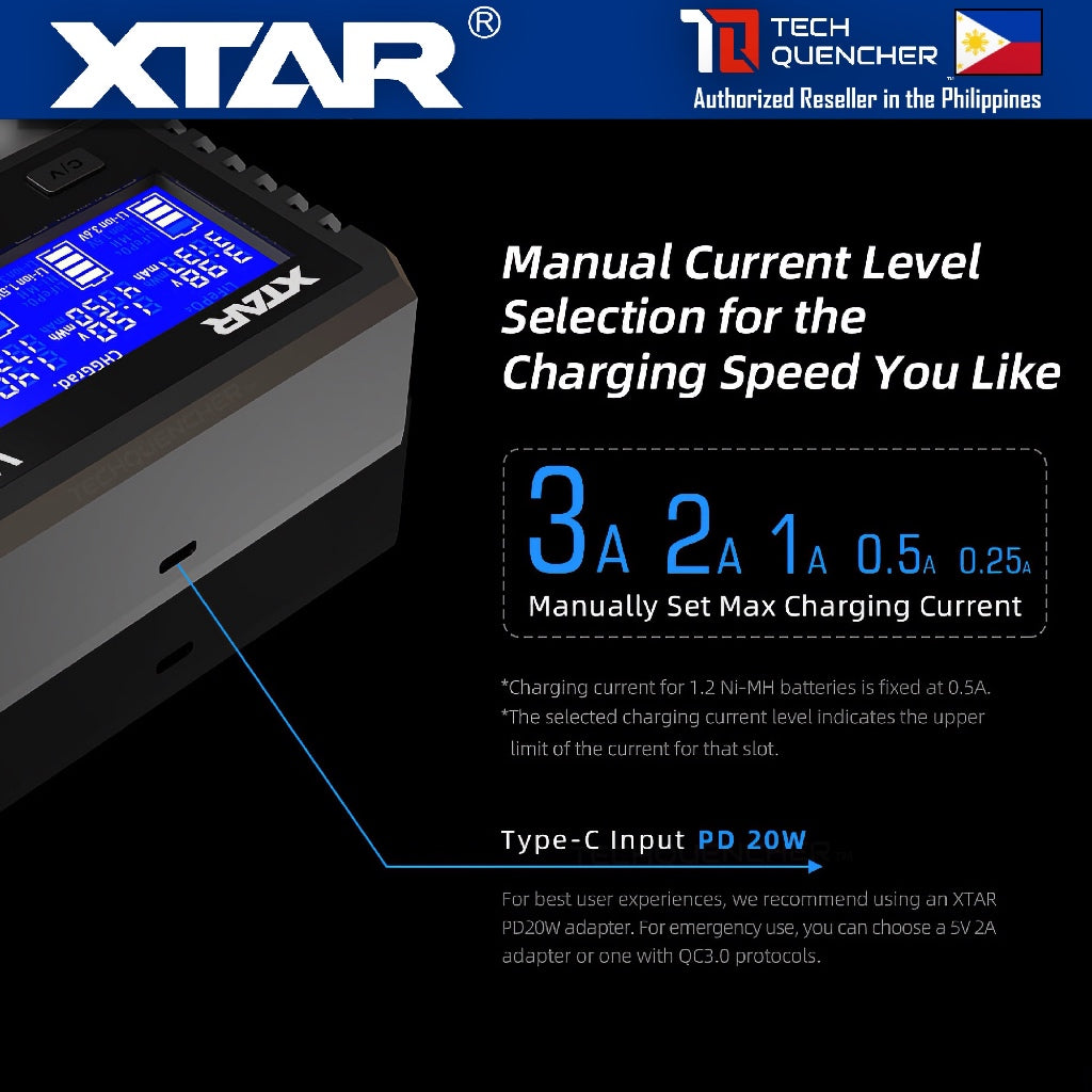 XTAR VX4 Battery Charger - Capacity Test - USB-C - 26650 21700 18650 AA AAA - LiFePO4 -Li-ion -Ni-MH