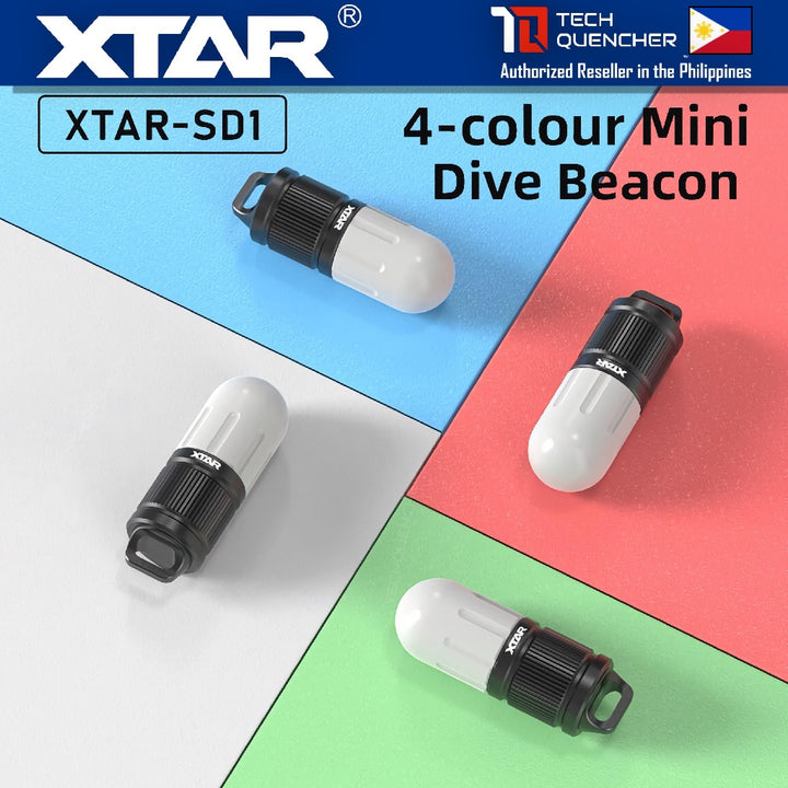 XTAR SD1 Mini Dive Beacon Flashlight - 4 Color - Waterproof - 100 meter - Rechargeable 16340 Battery