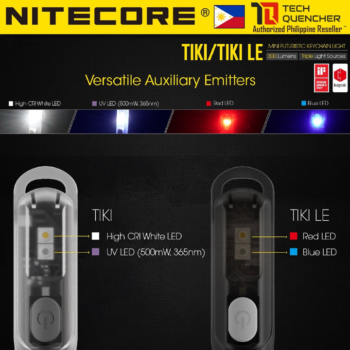 Nitecore TIKI and TIKI LE Flashlight - 300 Lumens - USB-C Rechargeable Battery - Keychain Flashlight