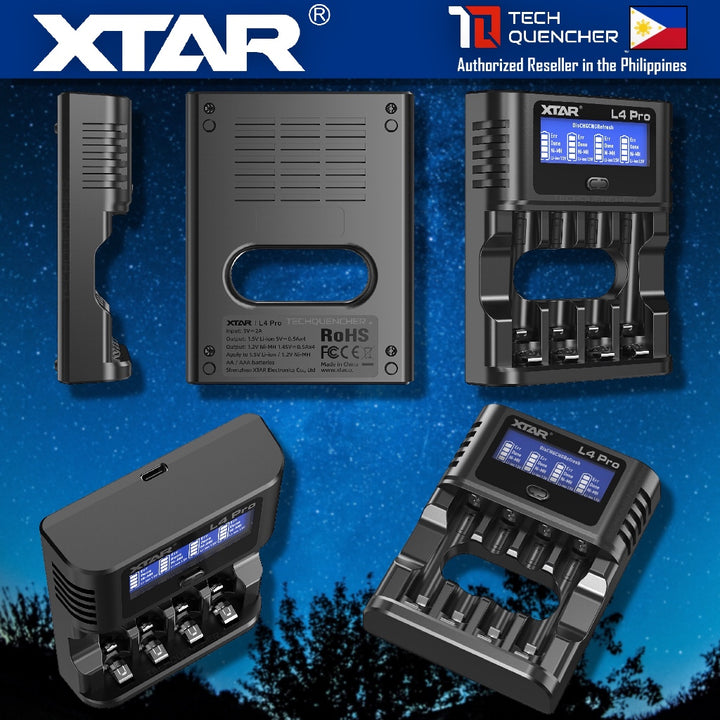 XTAR L4 Pro Battery Charger - USB-C - AA  AAA - 1.5v Li-ion - 1.2v Ni-MH - Refresh + Dishcharge Mode