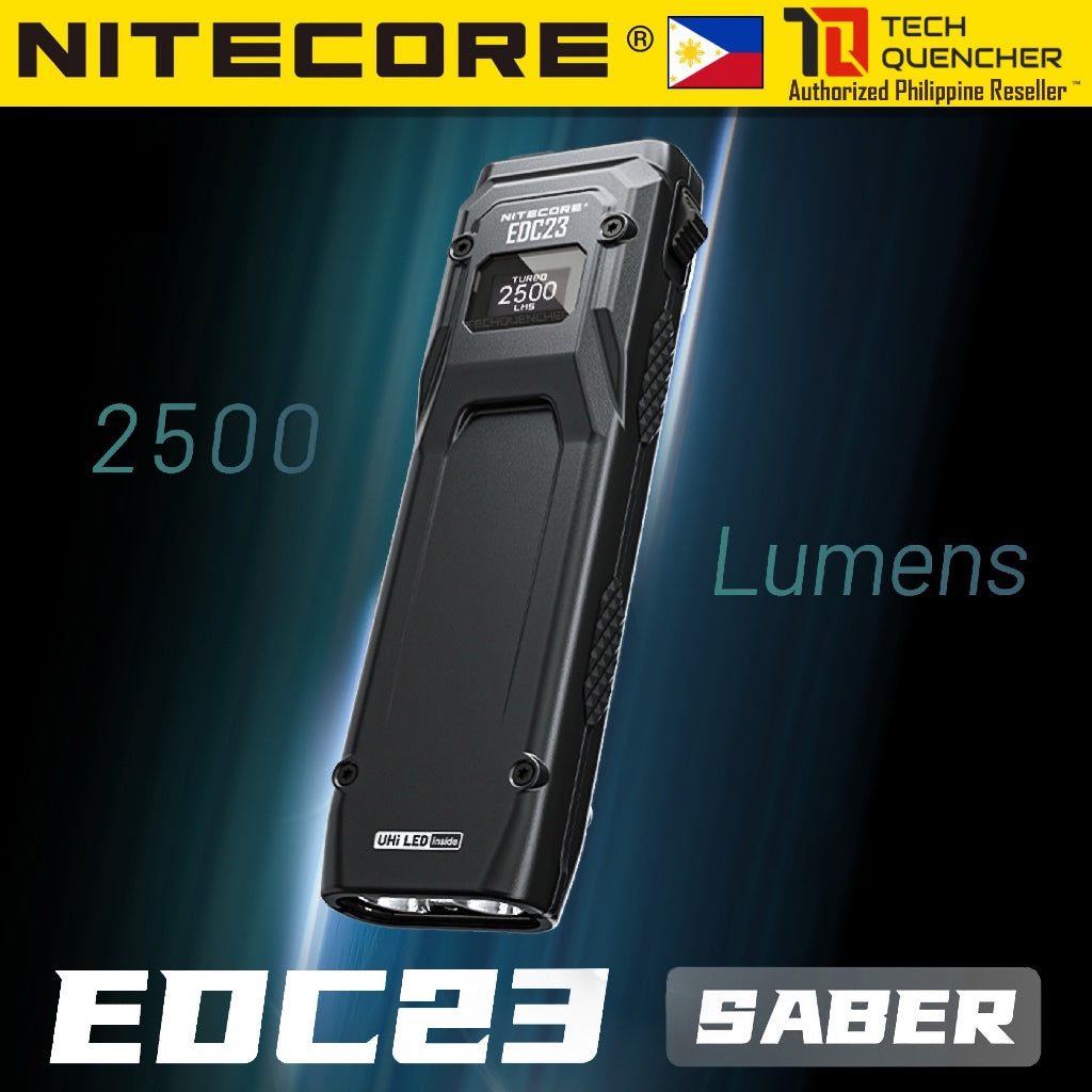 Nitecore EDC23 Flashlight - 2500 Lumens - OLED Display - Lockout Switch - USB-C Rechargeable - IP54