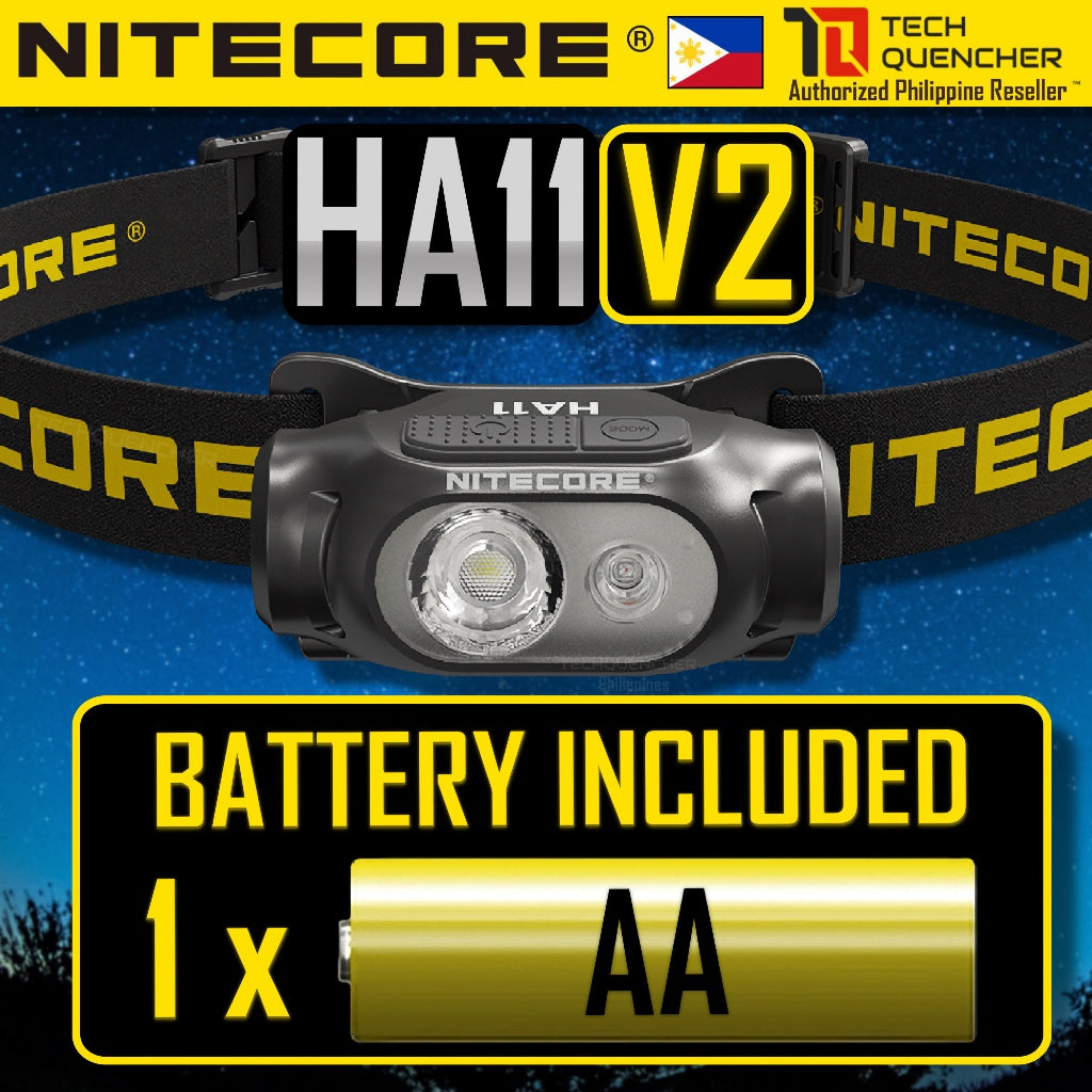 Nitecore HA11 V2 Headlamp 240 Lumens - 1x AA Battery - Floodlight & Redlight - IP66 - Lightweight