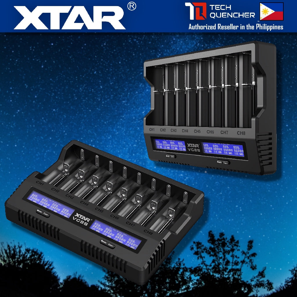 XTAR VC8S Battery Charger - Capacity Test- LCD - USB-C - 3A Max - 21700 18650 AA AAA -Li-ion - Ni-MH
