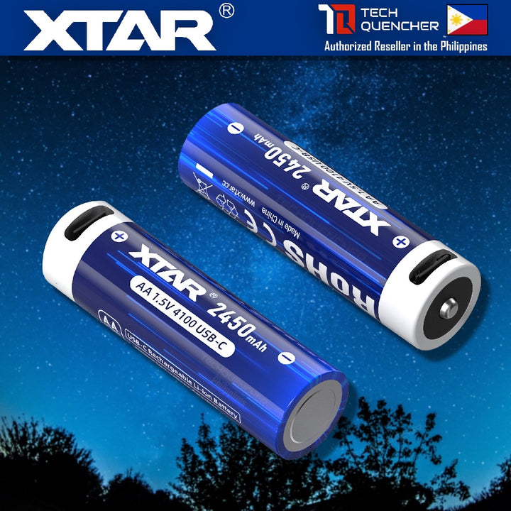 XTAR AA 1.5v 2450mAh (4100mWh) USB-C Rechargeable Battery - Lithium-Ion - Indicator LED - Protected