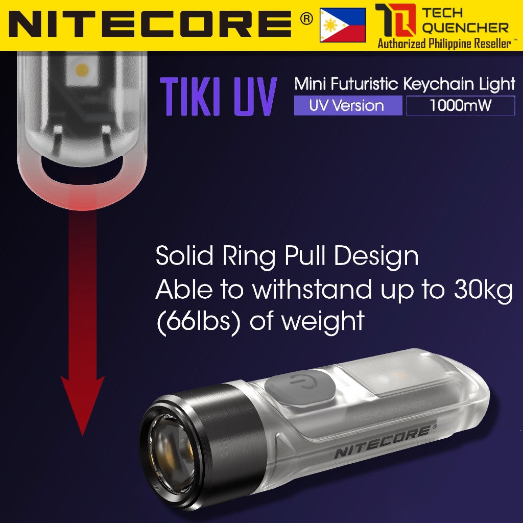 Nitecore TIKI UV Flashlight - 1000mW UV + High CRI White LED - USB-C Rechargeable - Keychain Light