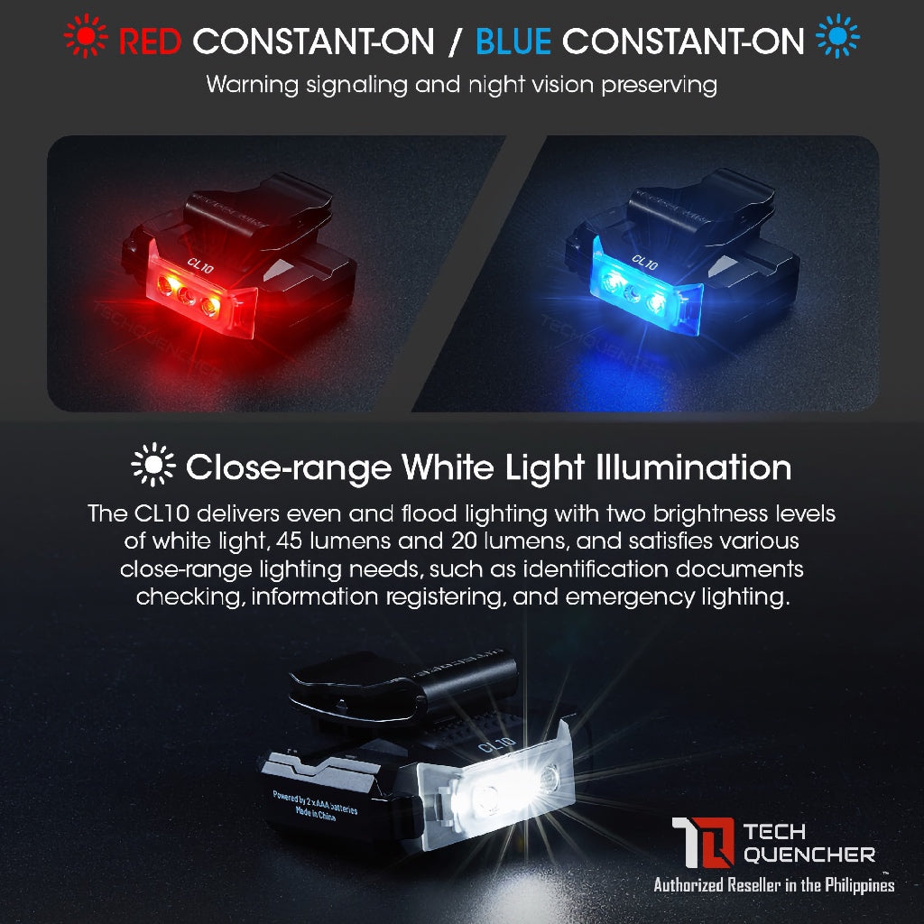 Nitecore CL10 Clip-on Flashlight - Multipurpose - Lightweight 28grams - AAA Battery -3 Light Sources