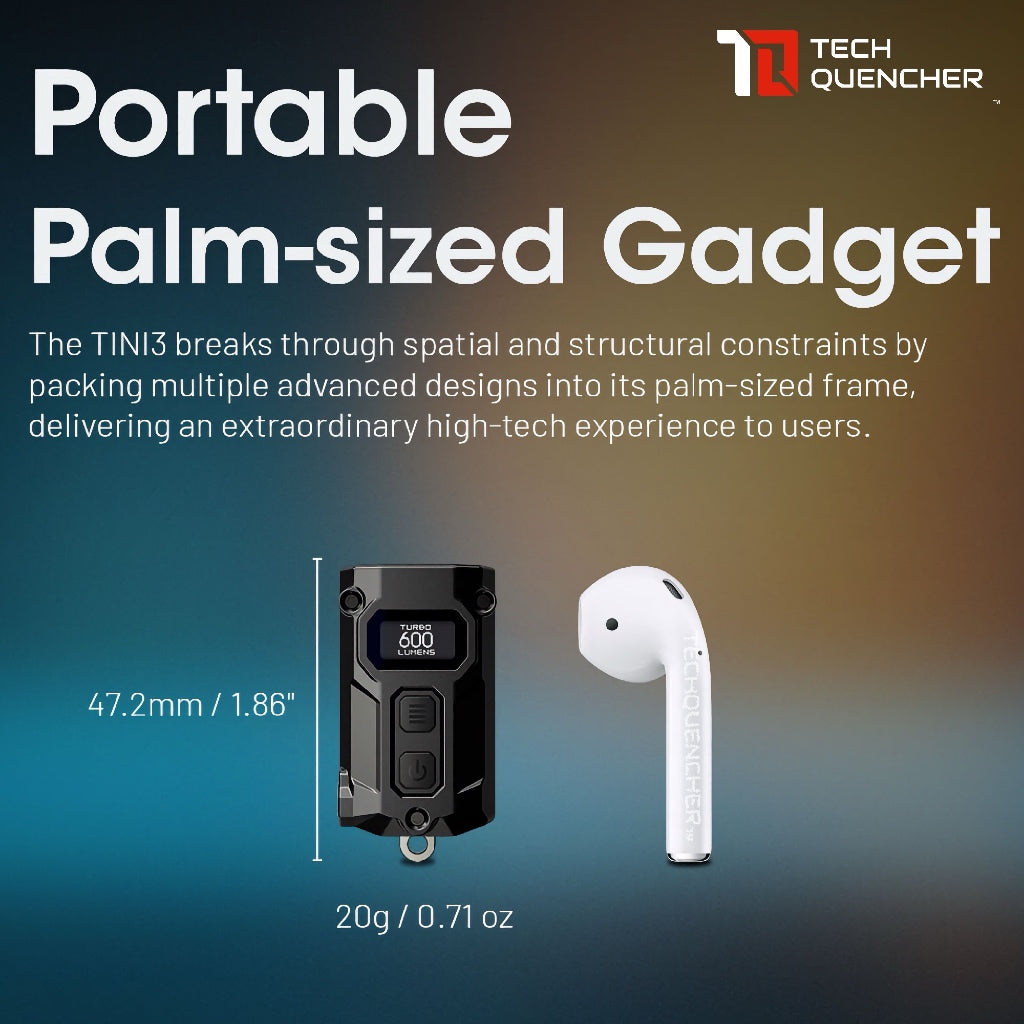 Nitecore Tini3 Keychain Flashlight - 600 Lumens - OLED Display - USB-C Charging - 20g - MCT UHE LEDS