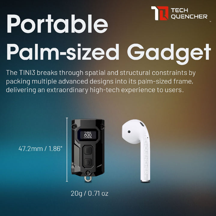 Nitecore Tini3 Keychain Flashlight - 600 Lumens - OLED Display - USB-C Charging - 20g - MCT UHE LEDS