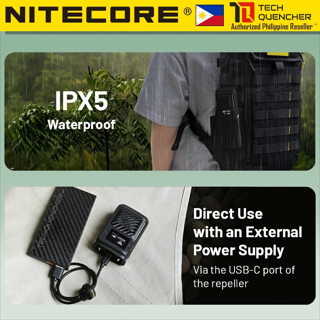 Nitecore EMR23 Electronic Mosquito Repeller + 8000mAh Powerbank - USB-C Fast Charging - OLED - IPX5