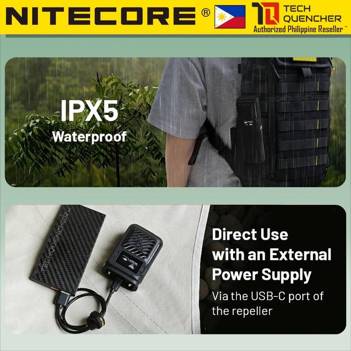Nitecore EMR23 Electronic Mosquito Repeller + 8000mAh Powerbank - USB-C Fast Charging - OLED - IPX5