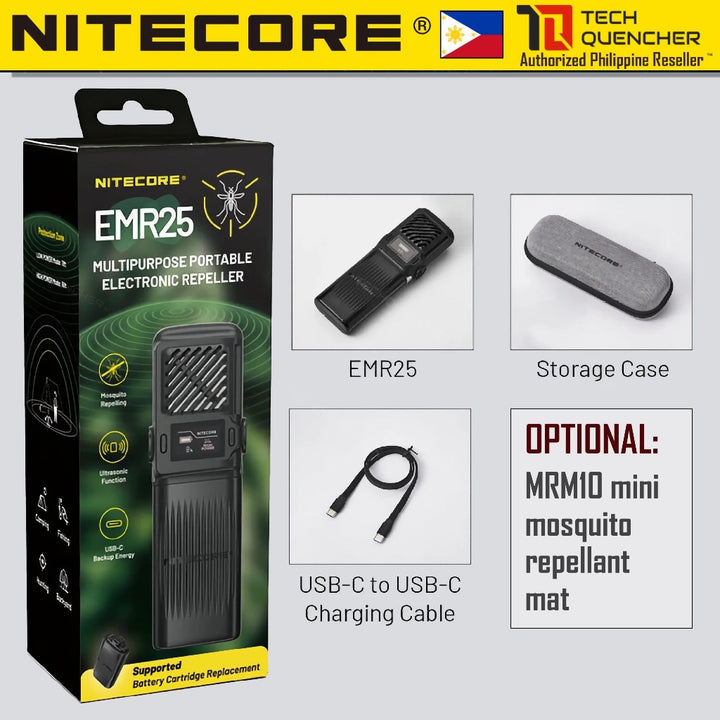 Nitecore EMR25 Electronic Mosquito Repeller + 12000mAh Powerbank + Ultrasonic - USB-C Fast Charging