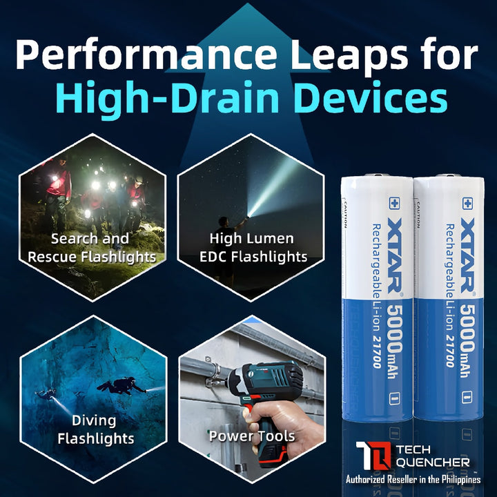 XTAR 21700HP 5000mAh Protected Battery - 25A Max Discharge Current - 3.6v Rechargeable - Lithium-Ion