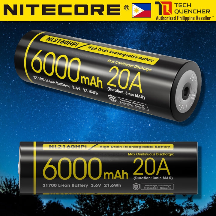 Nitecore NL2160HPi 6000mAh Battery - 20A - 21700 i Series High Drain - For i-Series Supported Device