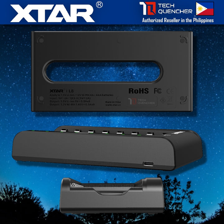XTAR L8 Battery Charger - USB-C - AA AAA -Mix Charging - 1.5v Li-ion - 1.2v Ni-MH - Smart Protection