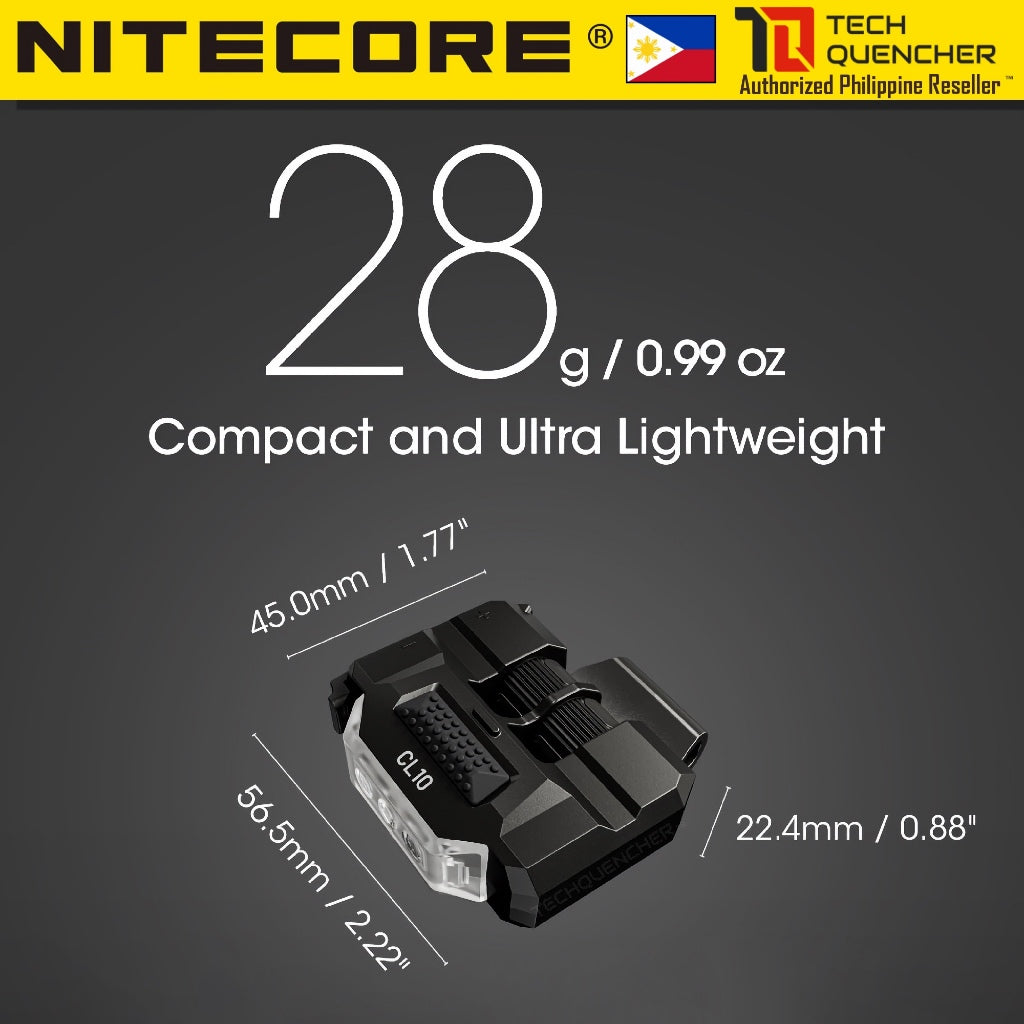 Nitecore CL10 Clip-on Flashlight - Multipurpose - Lightweight 28grams - AAA Battery -3 Light Sources