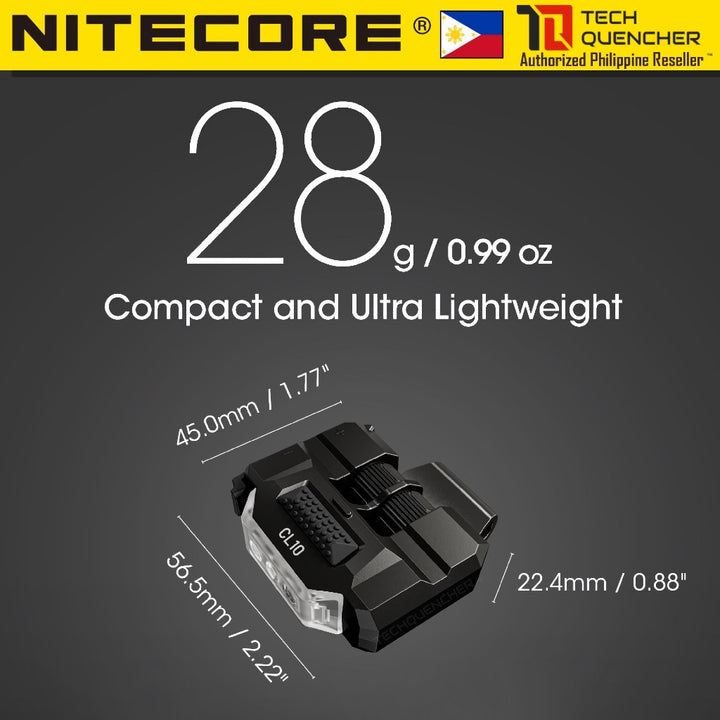 Nitecore CL10 Clip-on Flashlight - Multipurpose - Lightweight 28grams - AAA Battery -3 Light Sources
