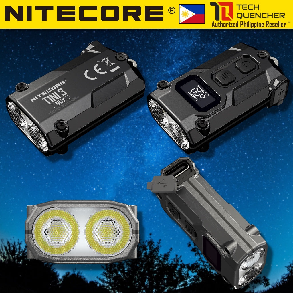 Nitecore Tini3 Keychain Flashlight - 600 Lumens - OLED Display - USB-C Charging - 20g - MCT UHE LEDS