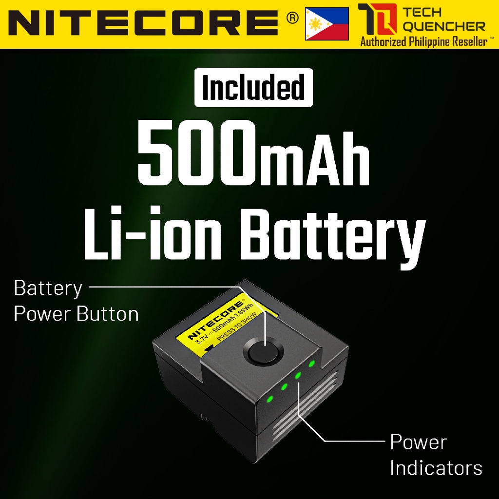 Nitecore NPL25 GL Flashlight + Green Laser - 900 Lumens - 500mAh Rechargeable Battery - 74 grams