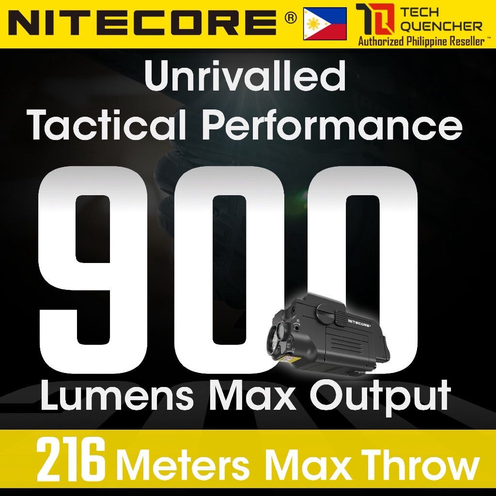 Nitecore NPL25 GL Flashlight + Green Laser - 900 Lumens - 500mAh Rechargeable Battery - 74 grams